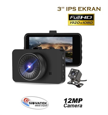 F8 3 Inç Araç İçi Kamera Full HD IPS Ekran Türkçe G-Sensörlü
